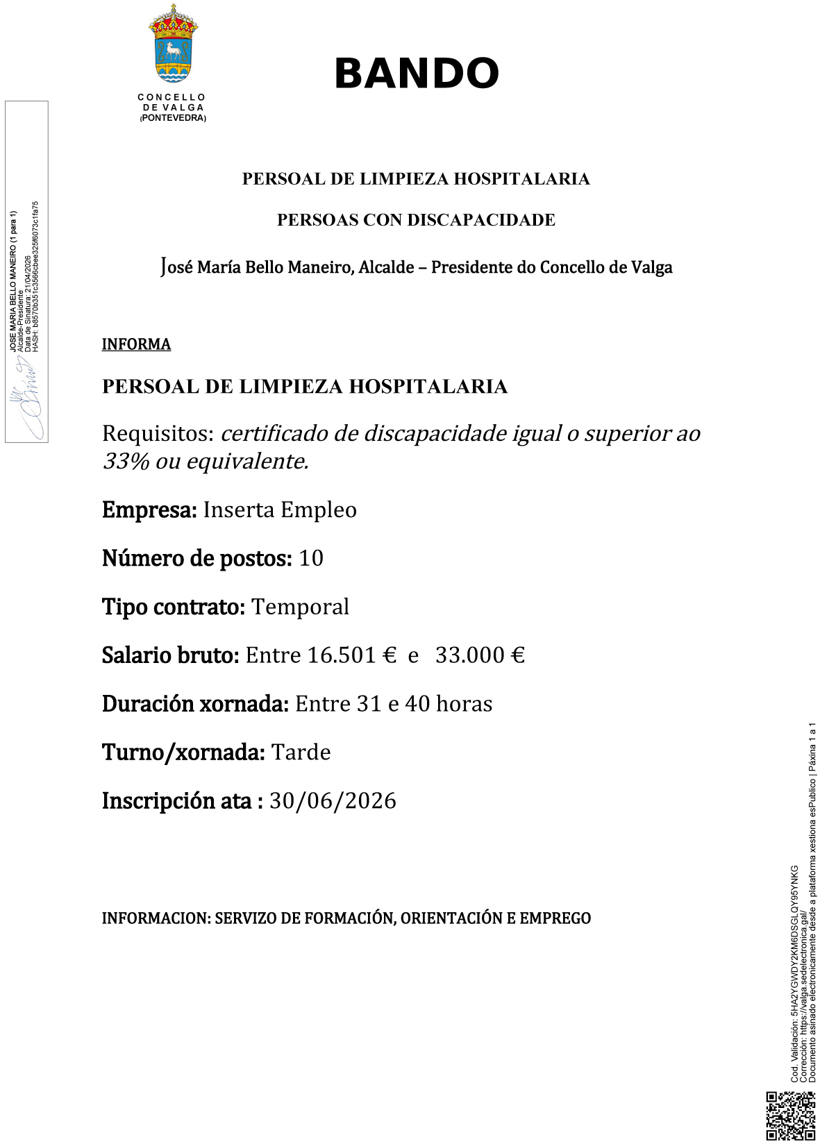 OFERTA LIMPEZA HOSPITAL