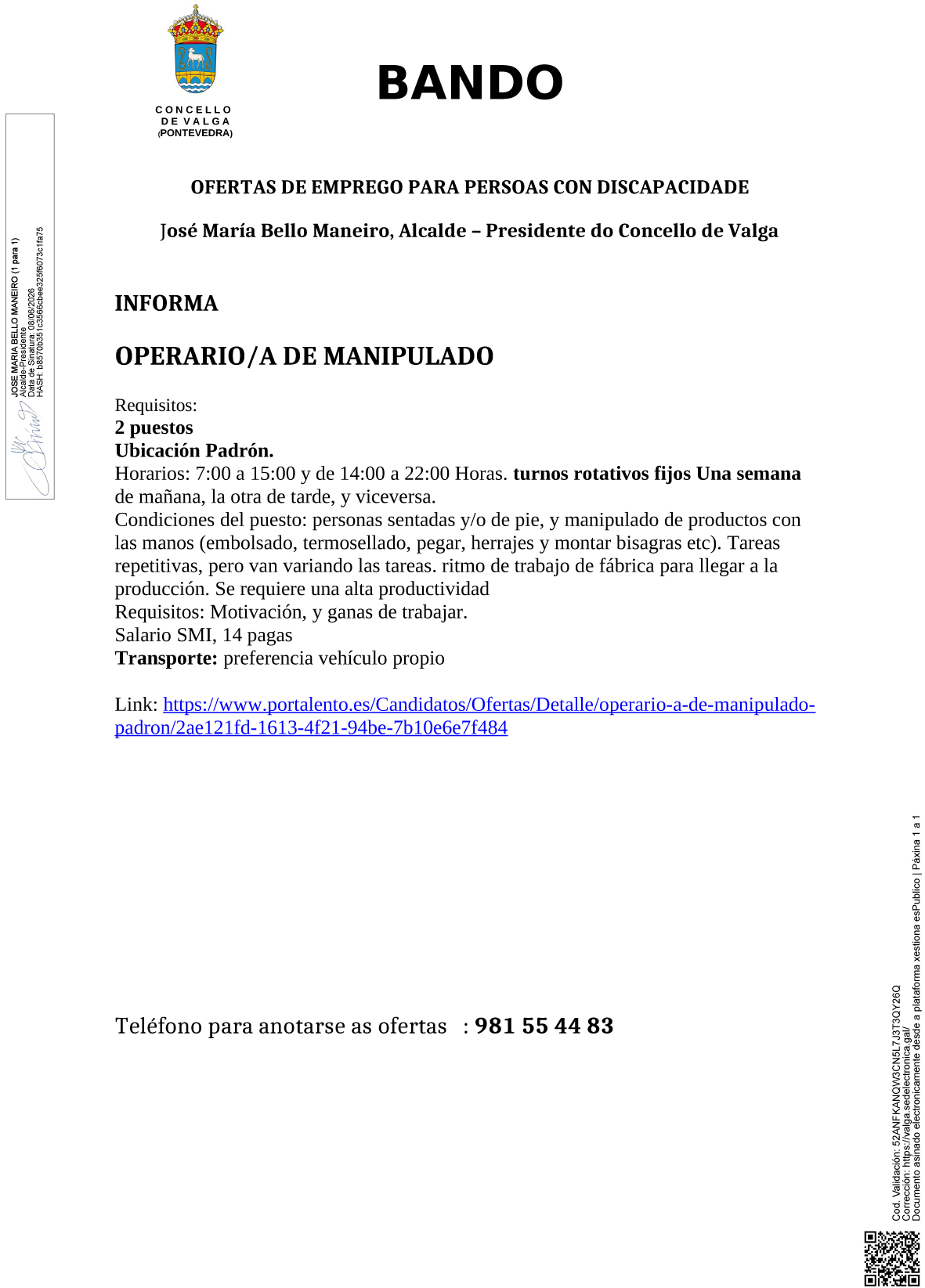 operarios con discapacidade